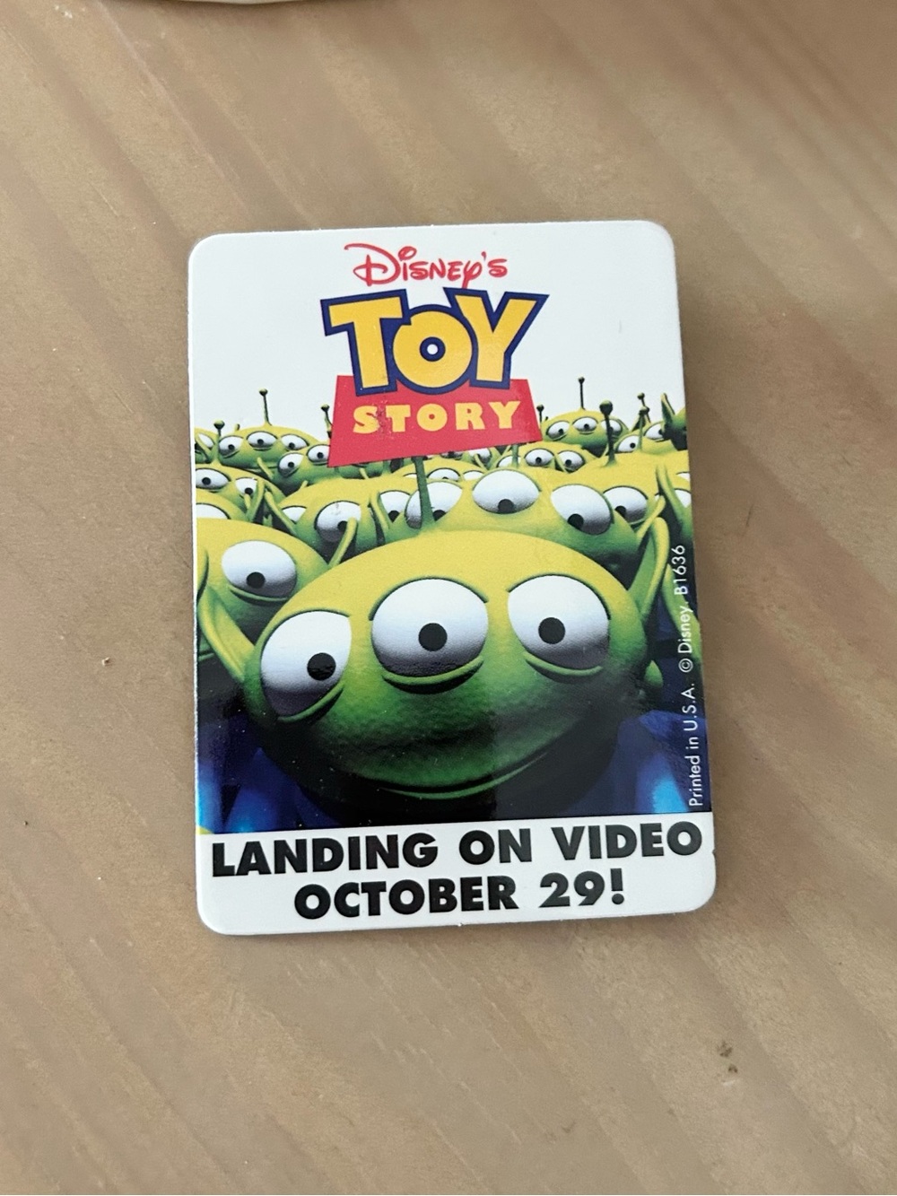 Vintage Disney Toy Story Alien 1995 Promo Pin Video Release Collectible Button